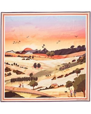 Aspinal of London Silk Printed Scarf - Orange