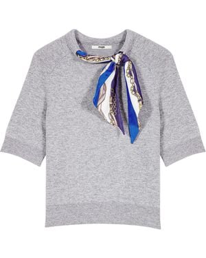 Maje Wool-Blend Scarf-Detail Sweater - Blue