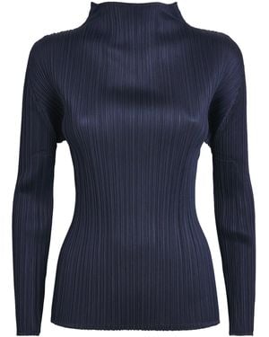 Pleats Please Issey Miyake New Colourful Basics 4 Long-Sleeve Top - Blue