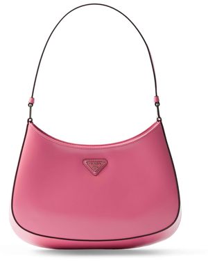 Prada Brushed Leather Cleo Shoulder Bag - Pink