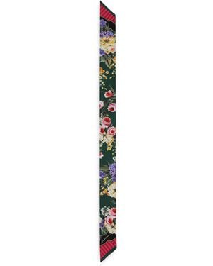 Dolce & Gabbana Silk Floral Print Scarf - White