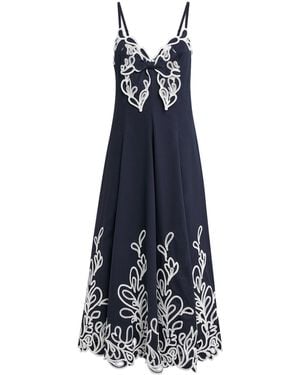 Cinq À Sept Cotton Poplin Paisley Bloom Dama Midi Dress - Blue