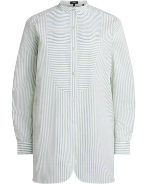 Theory Cotton Stripe Tuxedo Shirt - White