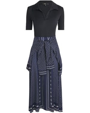 Maje Printed Layered Midi Dress - Blue