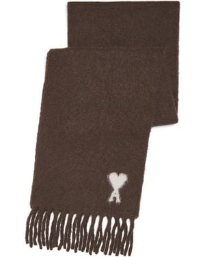 Ami Paris Alpaca-Blend Ami De Coeur Scarf - Brown