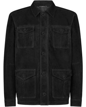 Tom Ford Suede Collared Jacket - Black