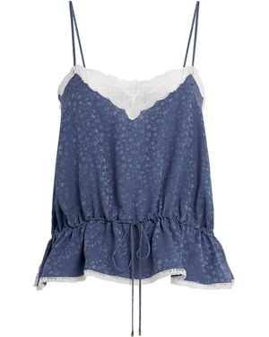 Chloé Silk-Lace Floral Cami Top - Blue