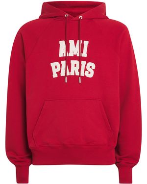 Ami Paris Cotton Logo Hoodie - Red