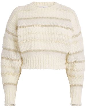 FRAME Cropped Stripe Sweater - White