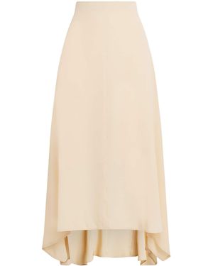 Ami Paris Cotton-Linen Godet Midi Skirt - Natural
