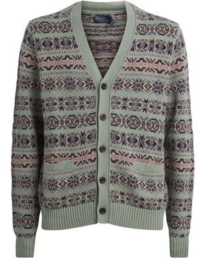 Polo Ralph Lauren Linen-Cotton Fair Isle Cardigan - Grey