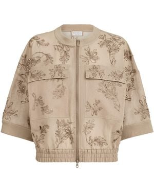 Brunello Cucinelli Cotton Organza Jacket - Natural