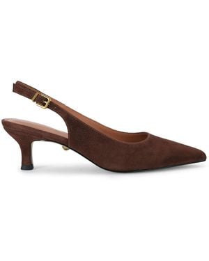 Kurt Geiger Suede Stepney Slingback Court Shoes - Brown