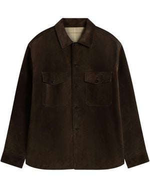 dunhill Suede Cashmere-Lined Overshirt - Black