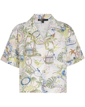 Maje Cotton Postcard Print Shirt - Metallic