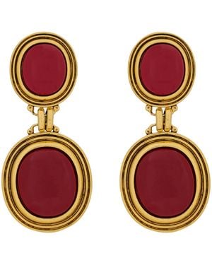 Saint Laurent Pendant Cabochon Earrings - Red