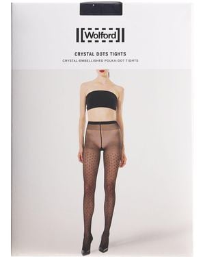 Wolford Crystal-Embellished Polka-Dot Tights - White