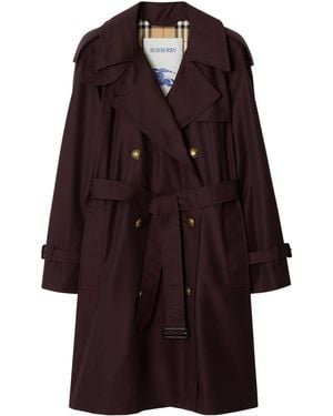 Burberry Mid-Length Castleford Trench Coat - Purple