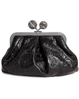Weekend by Maxmara Leather Spanish Heritage Pasticcino Clutch Bag - Black
