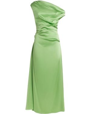 STAUD Silk Asymmetric Phare Midi Dress - Green