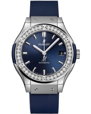 Hublot Titanium And Diamond Classic Fusion Watch - Blue