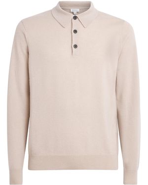 Sunspel Cashmere Long-Sleeve Polo Shirt - White