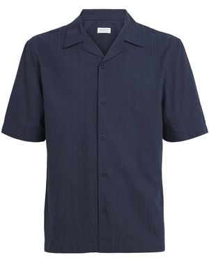Sunspel Cotton Textured Stripe Shirt - Blue