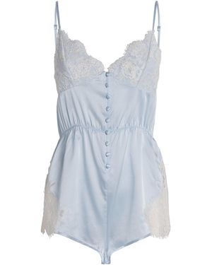 Fleur du Mal Stretch-Silk Teddy Amelia Playsuit - Blue