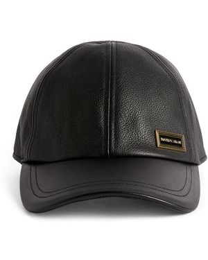 Emporio Armani Leather Logo Baseball Cap - Black
