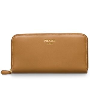 Prada Large Leather Wallet - Brown