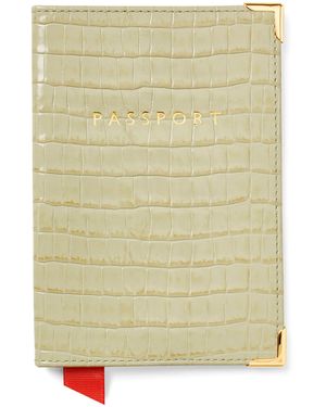 Aspinal of London Croc-Embossed Leather Passport Holder - Green