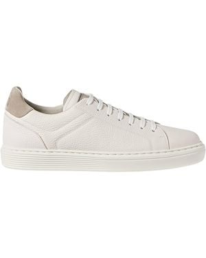 Brunello Cucinelli Leather Lace-Up Trainers - White