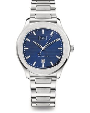 Piaget Steel And Diamond Polo Date Automatic Watch - Blue