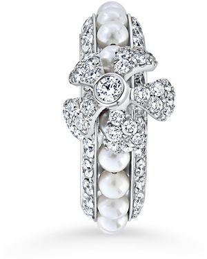 David Morris Diamond And Pearl Rose Ring - White