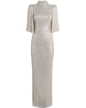 Jenny Packham High-Neck Sedona Maxi Dress - White
