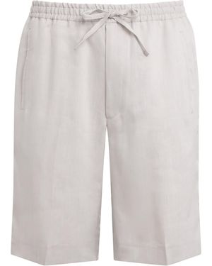 Corneliani Linen-Virgin Wool-Mohair Drawstring Shorts - White