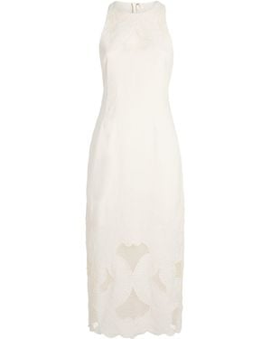 Veronica Beard Linen-Blend Eyelet Upten Midi Dress - White