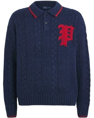Polo Ralph Lauren Wool-Blend Varsity Sweater - Blue