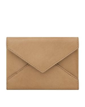Saint Laurent Leather Letter Flap Card Holder - Natural