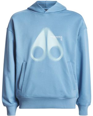 Moose Knuckles Cotton Logo Print Maurice Hoodie - Blue