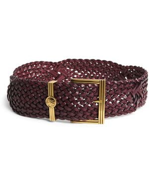 Etro Leather Woven Coin Buckle Belt - Purple