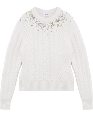 McQueen Wool-Cashmere Embellished Jumper - White