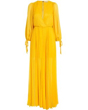 Alice + Olivia Nya Pleated Chiffon Maxi Dress - Yellow
