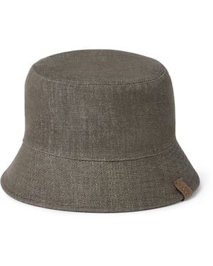 Brunello Cucinelli Denim Logo Bucket Hat - Green