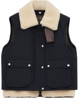 Loewe Shearling-Trimmed Cotton-Blend Vest - Black
