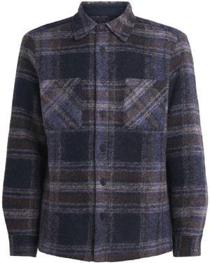 Wax London Wool-Blend Check Whiting Overshirt - Blue