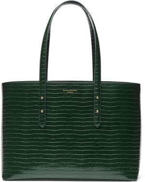 Aspinal of London Leather Croc-Embossed Regent Tote Bag - Green