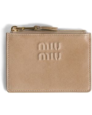 Miu Miu Nappa Leather Embossed Card Holder - Natural