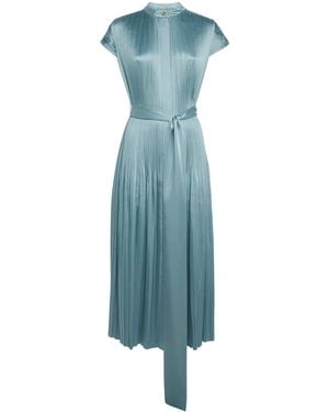 JOSEPH Satin Pleated Phare Maxi Dress - Blue