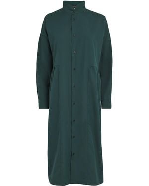 Eskandar Double Stand-Collar Midi Shirt Dress - Green